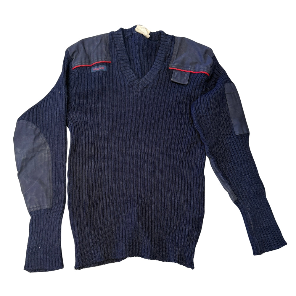 Royal Mail Men's Navy Wool V-Neck Sweater