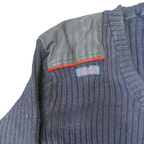 Royal Mail Men's Navy Wool V-Neck Sweater