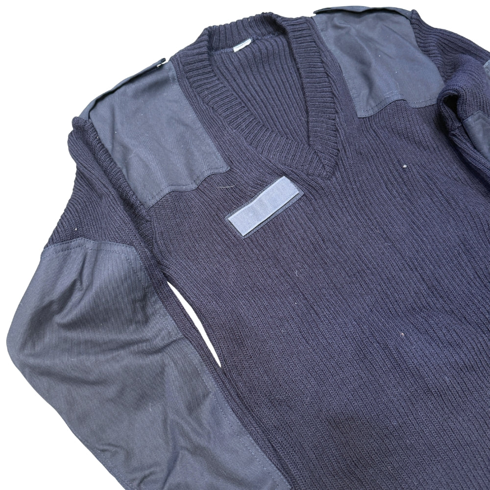 British Royal Navy Blue Wool Thermal Crew Neck Jumper