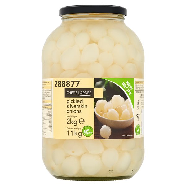 2kg Chef's Larder Pickled Silverskin Onions - Bulk Food Ration Storage