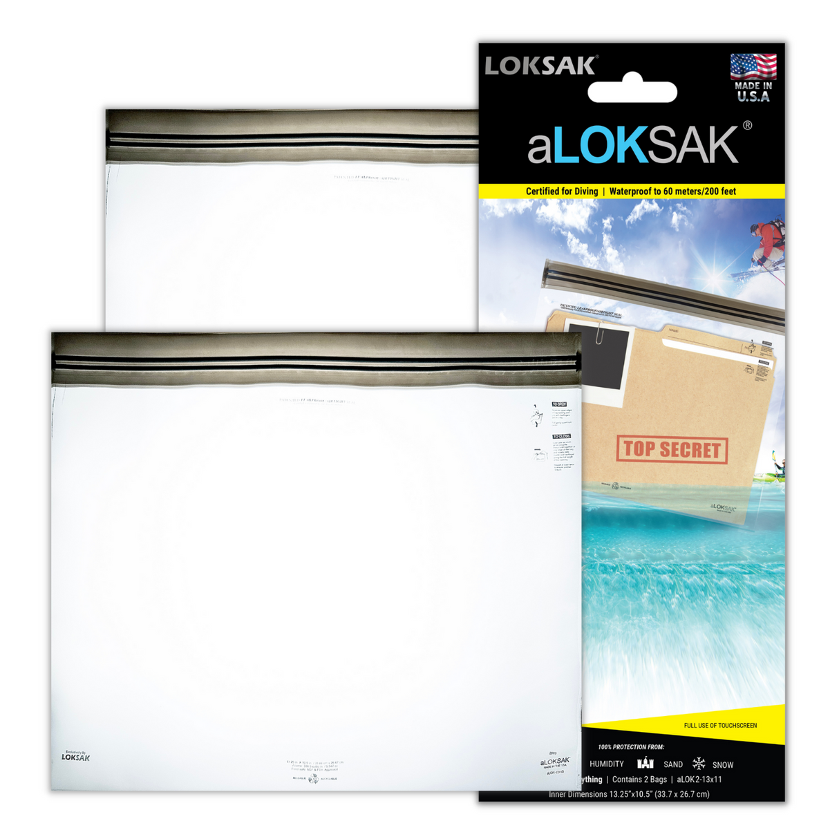 Loksak Aloksak 13x11 Inch Waterproof Storage Bag - 2 Pack