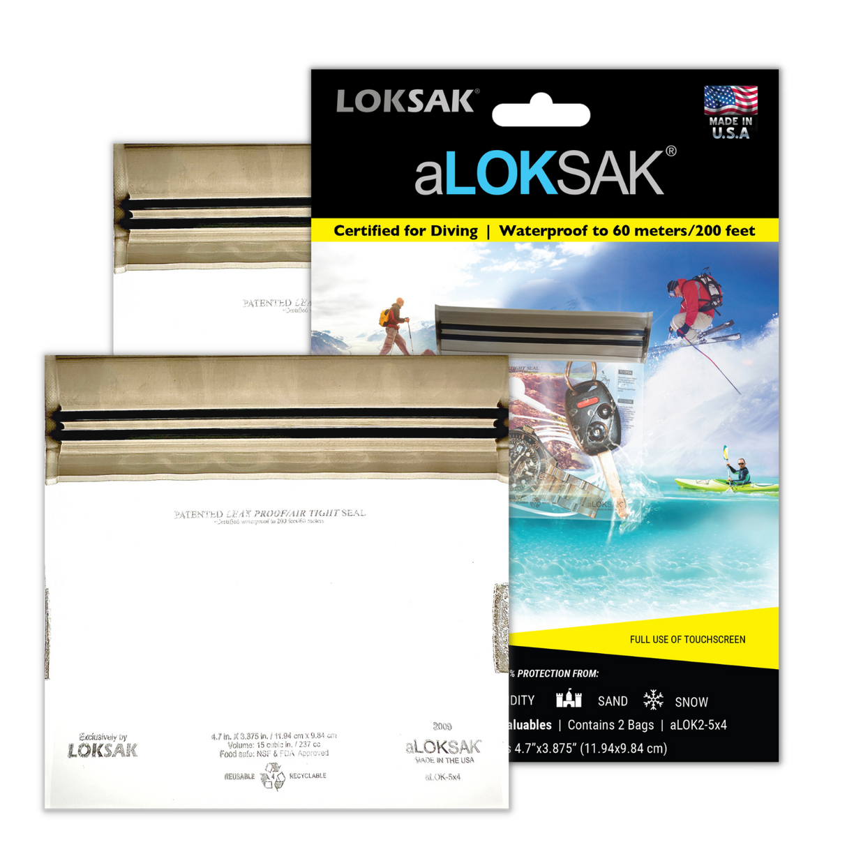 Loksak Aloksak 5x4 Inch Waterproof Storage Bag - 2 Pack