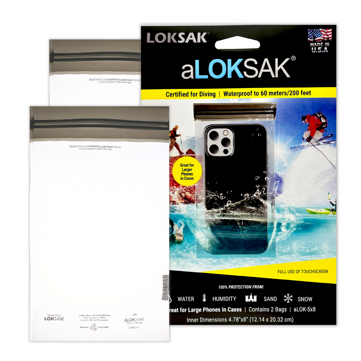 Loksak Aloksak 5x8 Inch Waterproof Storage Bag - 2 Pack