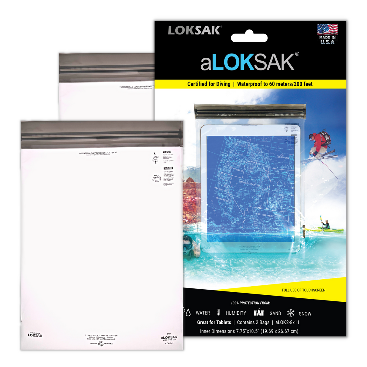 Loksak Aloksak 8x11 Inch Waterproof Storage Bag - 2 Pack