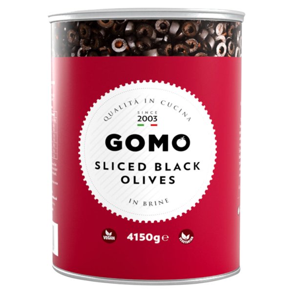 4150g Gomo Sliced Black Olives - Bulk Food Ration Storage