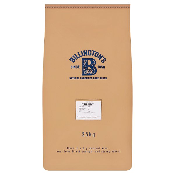 25kg Billington's Natural Unrefined Cane Sugar - Bulk Food Ration Storage