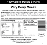 Expedition Foods Freeze Dried Meal Pouch - Breakfast Very Berry Muesli - Various Sizes