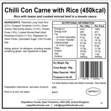 Expedition Foods Freeze Dried Meal Pouch - Chilli Con Carne With Rice - Various Sizes