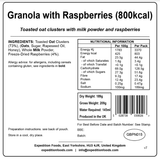 Expedition Foods Freeze Dried Meal Pouch - Granola With Raspberries - Various Sizes
