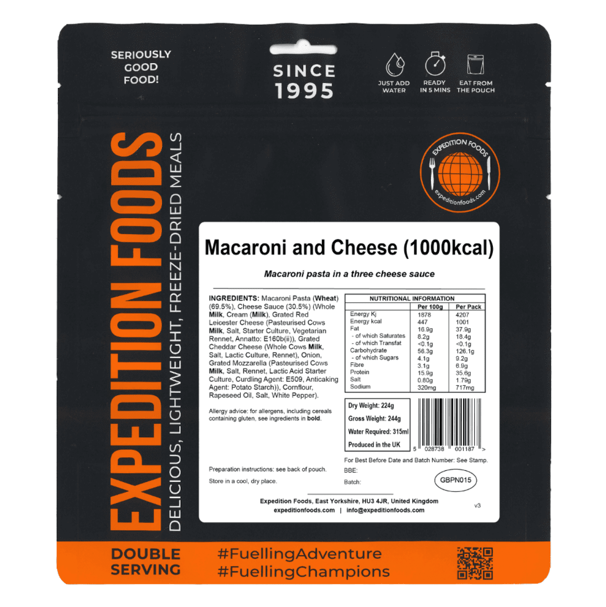 Expedition Foods Freeze Dried Meal Pouch - Macaroni And Cheese - Various Sizes