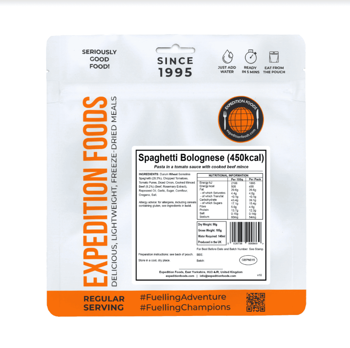 Expedition Foods Freeze Dried Meal Pouch - Spaghetti Bolognese - Various Sizes