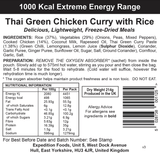 Expedition Foods Freeze Dried Meal Pouch - Thai Green Chicken Curry With Rice - Various Sizes
