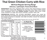 Expedition Foods Freeze Dried Meal Pouch - Thai Green Chicken Curry With Rice - Various Sizes