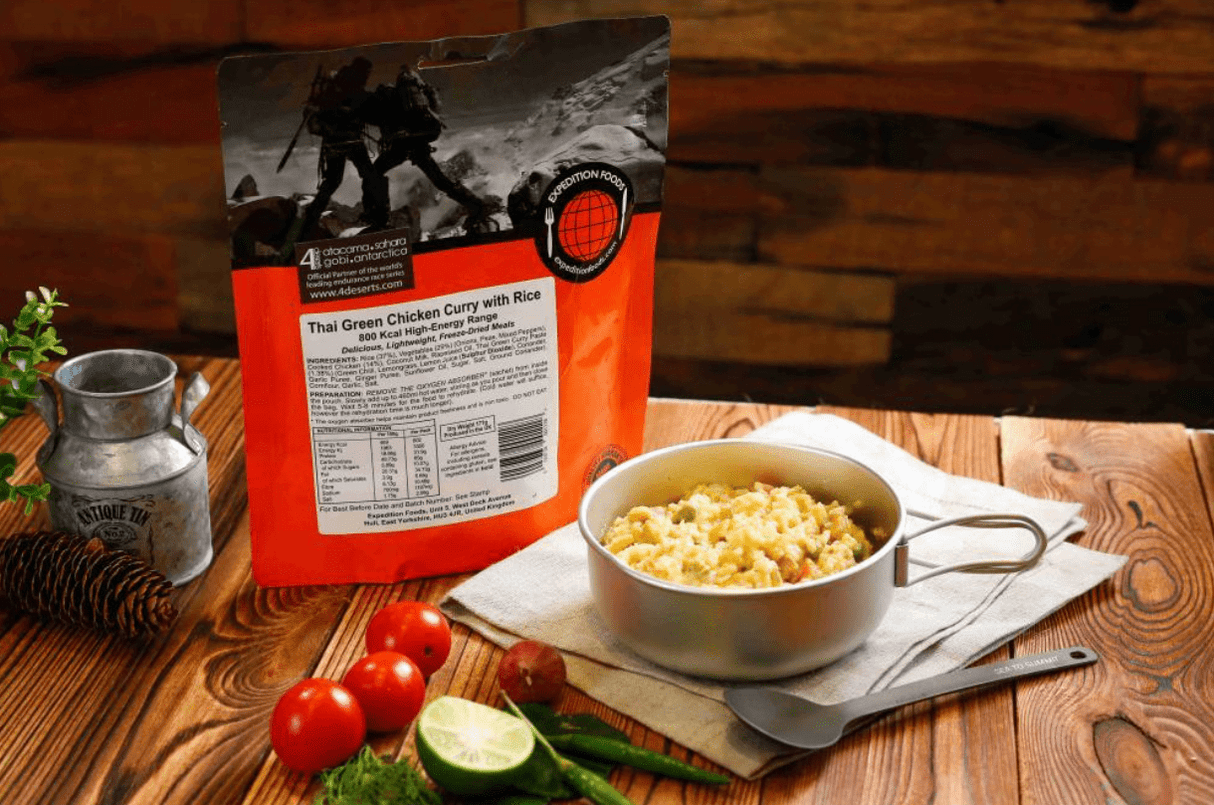 Expedition Foods Freeze Dried Meal Pouch - Thai Green Chicken Curry With Rice - Various Sizes