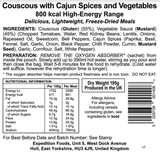 Expedition Foods Freeze Dried Meal Pouch - Vegan Couscous With Cajun Spices & Veg - Various Sizes