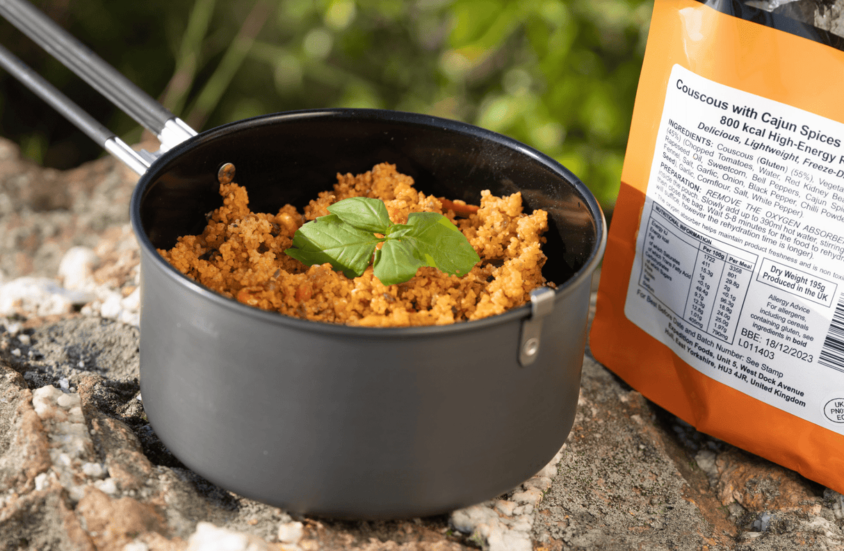 Expedition Foods Freeze Dried Meal Pouch - Vegan Couscous With Cajun Spices & Veg - Various Sizes