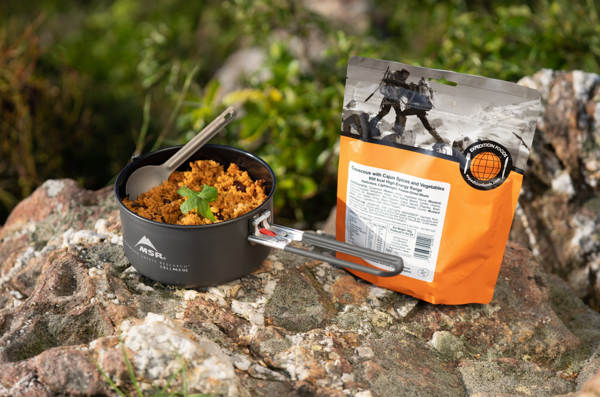 Expedition Foods Freeze Dried Meal Pouch - Vegan Couscous With Cajun Spices & Veg - Various Sizes