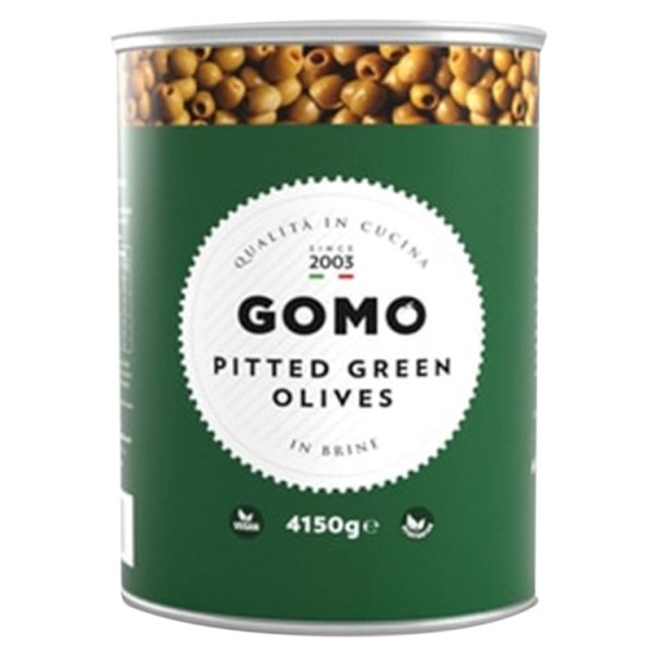 4150g Gomo Pitted Green Olives - Bulk Food Ration Storage