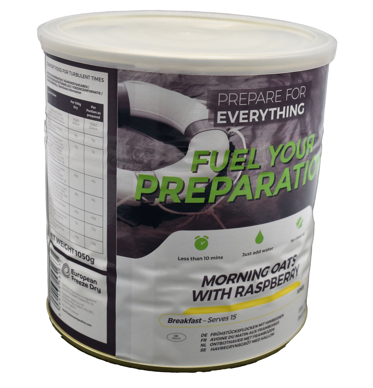 Fuel Your Preparation Freeze Dried Food Ration Meal Tin - Morning Oats with Raspberry